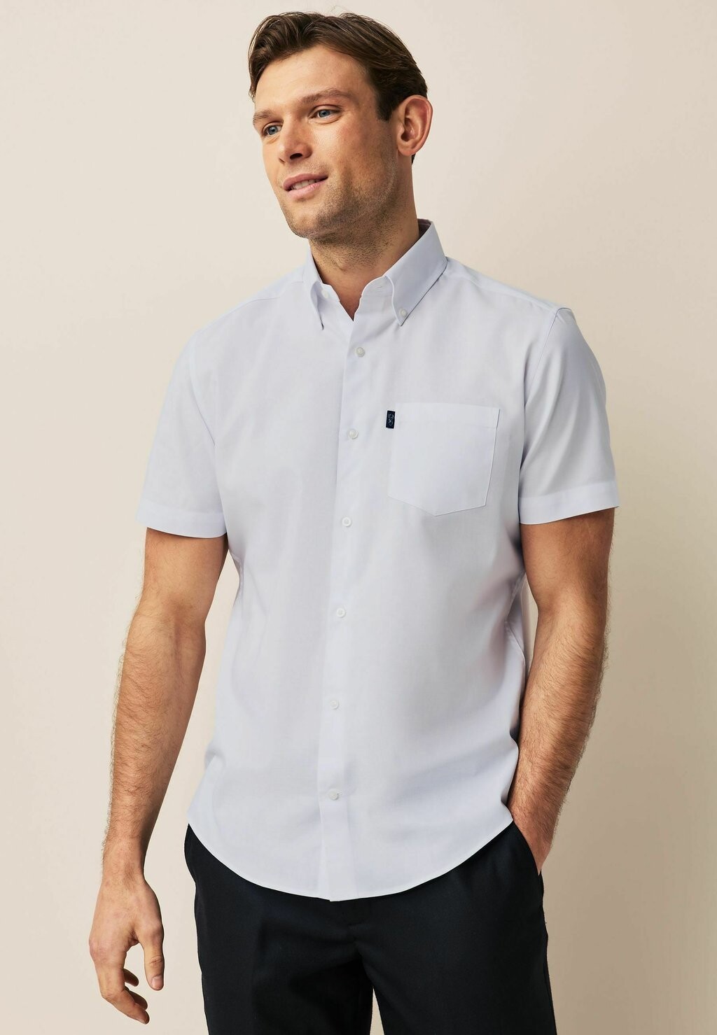 Рубашка Next Button Down Oxford Short Sleeve, Regular Fit, белый