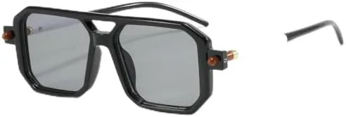 

Винтажные квадратные модные солнцезащитные очки с двойным дужком, зеркало в виде пудинга из тофу, уличная фотосессия, плоское зеркало, женские MTZJH, Black White Grey