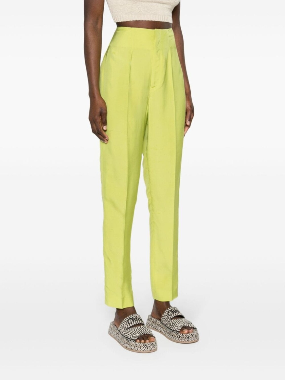 Брюки узкого кроя с завышенной талией Ralph Lauren Collection, зеленые — фото 3
