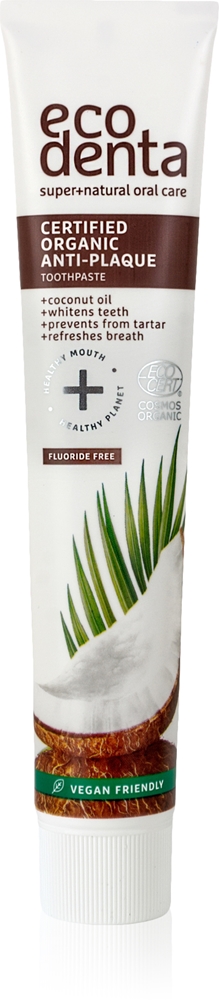 

Сертифицированная органическая зубная паста против зубного налета, поддерживающая здоровье десен благодаря кокосовому маслу Ecodenta, 75 мл
