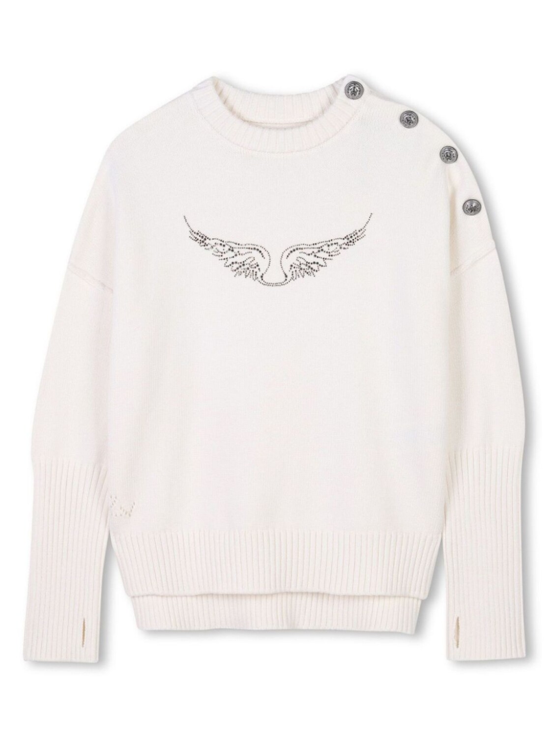 

Zadig & Voltaire Kids свитер со стразами, нейтральный цвет