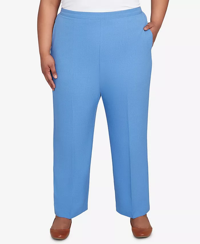 

Брюки средней длины Plus Size, как обычно, текстурированные, эластичные, на застежке Alfred Dunner, синий