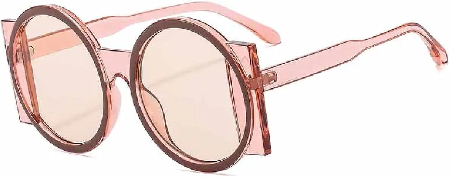 

Модные солнцезащитные очки большого размера круглой формы для женщин, в стиле ретро, ​​роскошные, стильные, для активного отдыха, уличной фотографии, солнцезащитные очки UV400 TKKTLLT, Tea Champagne