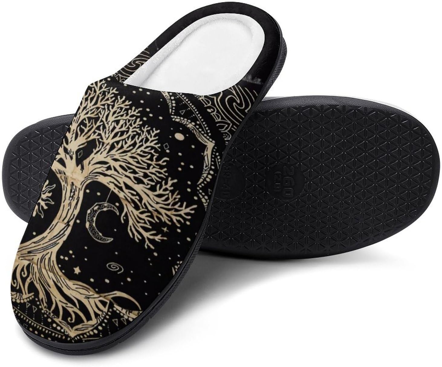 

YXHZYHY Сланцы по мифологии Норвегии «Древо жизни», мужские хлопковые закрытые тапочки, теплые мягкие домашние туфли для отеля, гостей и путешествий, Tree of Life