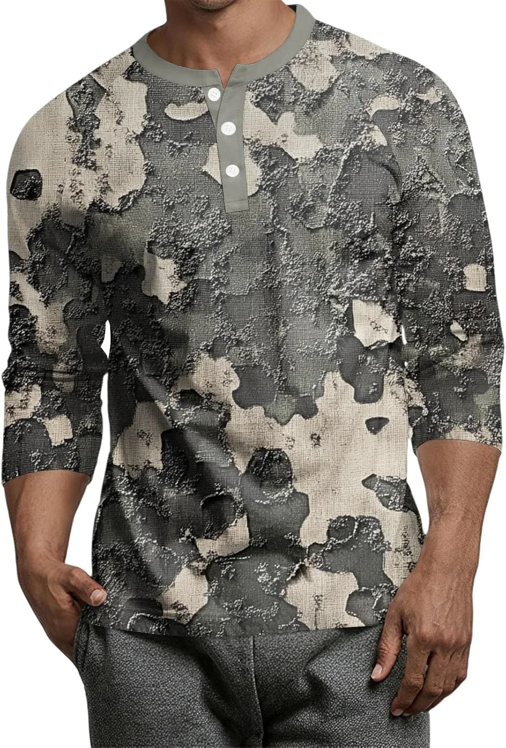 

Мужская футболка Wenkomg1 Casual Camo с рукавом 3/4