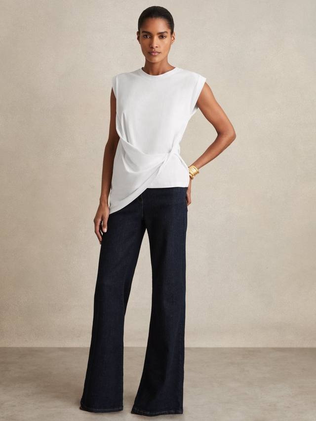 

Топ с короткими рукавами Tilly из хлопка Reiss, White