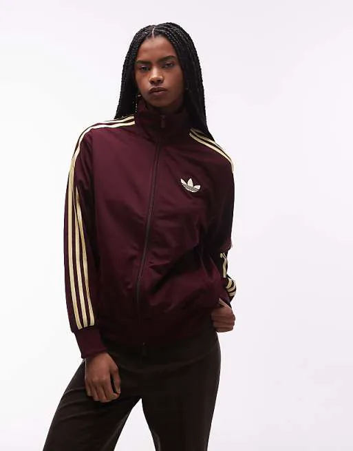 Бордово-желтая спортивная куртка свободного кроя adidas Originals Firebird