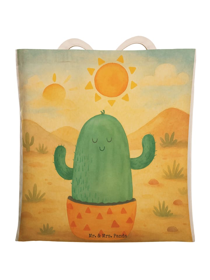 

Mr. & Mrs. Panda Сумка-шоппер с изображением кактуса и солнца, без надписи, белого цвета