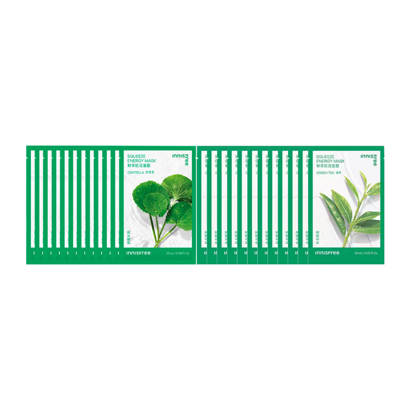 Маска для лица Innisfree — YUESHIFENGYIN Green Tea+Centella Asiatica увлажняющая + — фото 3