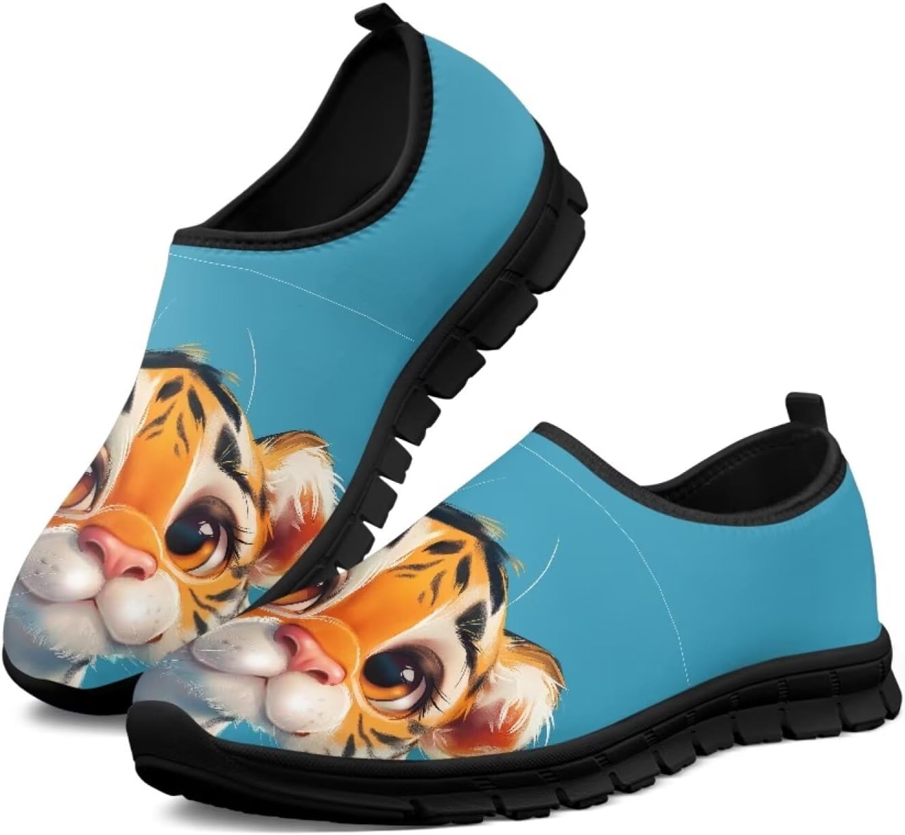 

Мужские слипоны Twousenru, удобные повседневные лоферы, широкие, с нескользящей подошвой, обувь для работы, домашние тапочки, легкие кроссовки для улицы, Cartoon Tiger