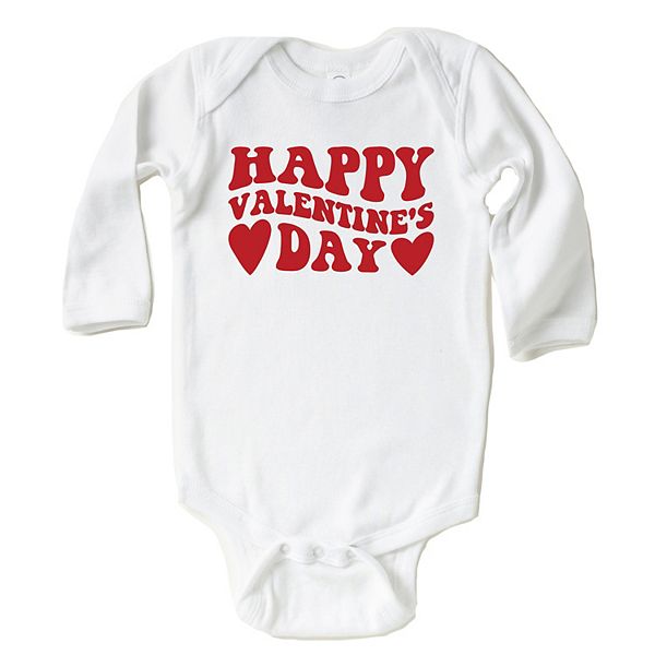 Боди с длинным рукавом Happy Valentines Day Hearts The Juniper Shop, Heather Grey — фото 2