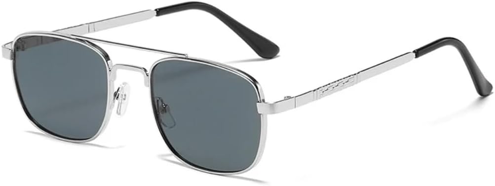 

Солнцезащитные очки с защитой от УФ-излучения UV400 | Большая металлическая оправа с двойным мостиком и градиентными линзами | Для женщин и мужчин, для занятий спортом на открытом воздухе и вождения DSVIGF, Silver-black