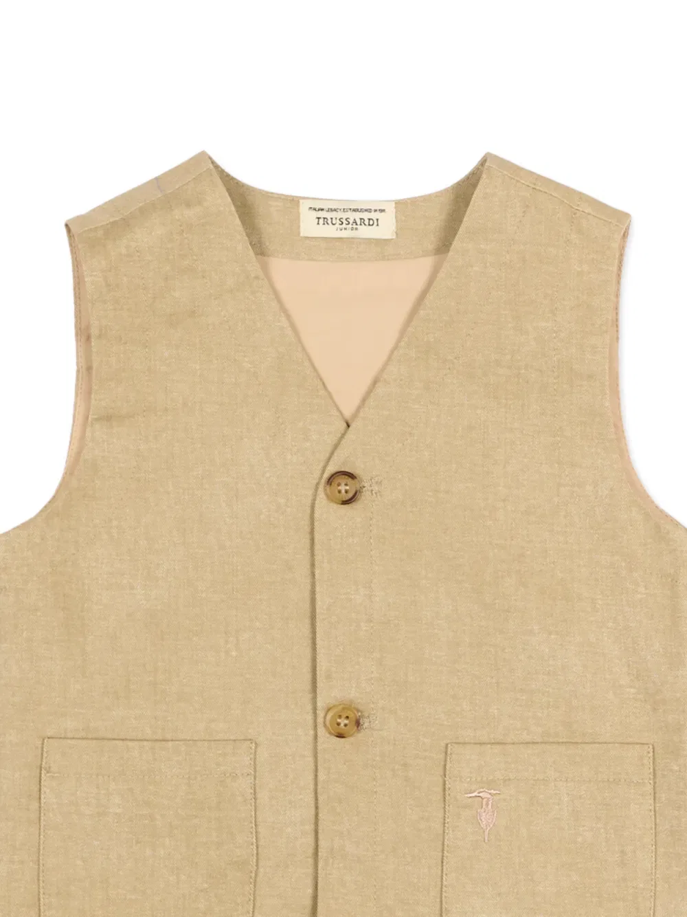 Жилет с карманами на пуговицах Trussardi Junior, нейтральный — фото 2