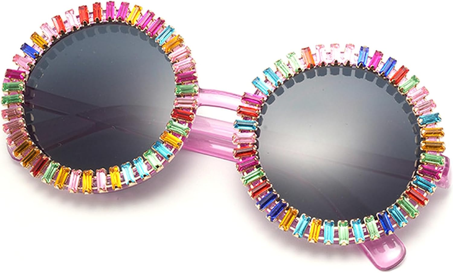 

Роскошные круглые солнцезащитные очки с бриллиантами для женщин, модные в винтажном стиле, для вечеринок и путешествий, с кристаллами, сексуальные женские очки UV400 mincl, Purple Gray