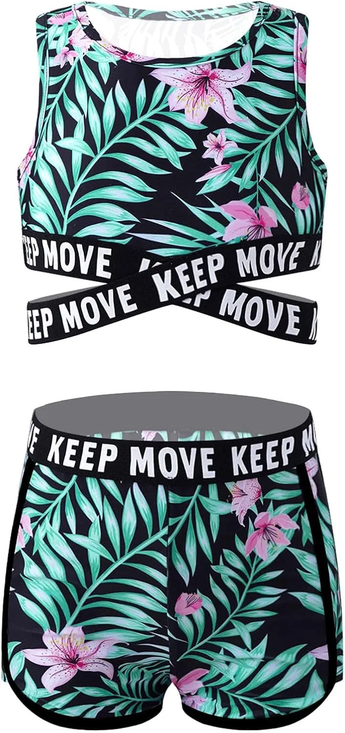 Детский спортивный комплект из топа и шорт Moily, Black Lily