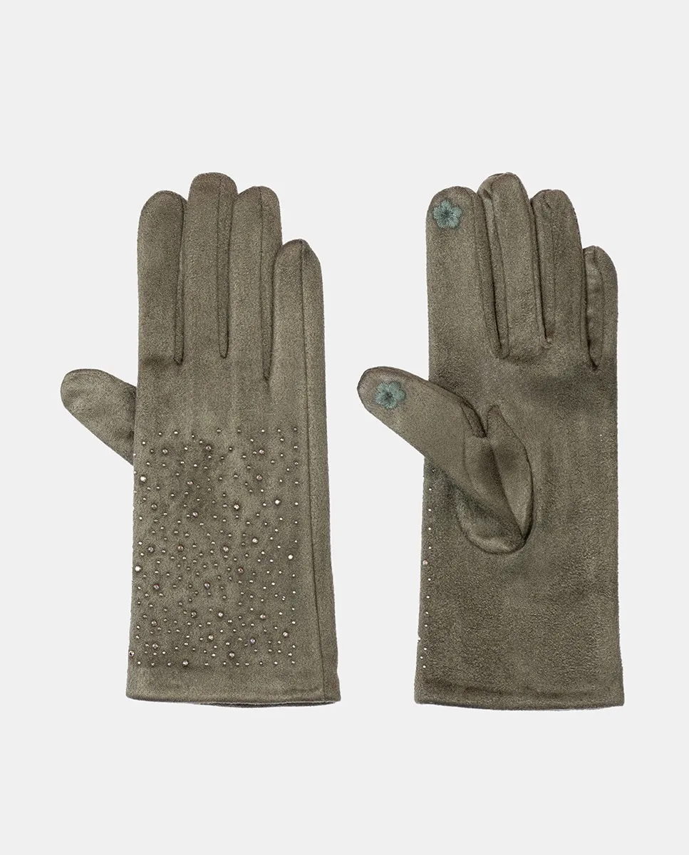 

Перчатки из замши с заклепками Santacana, зеленый