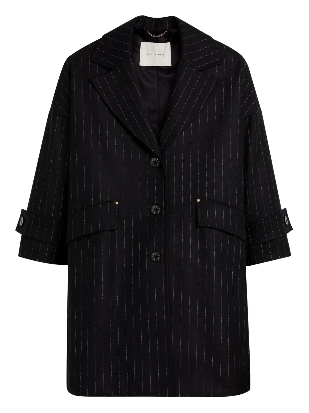 

Пальто-кокон в тонкую полоску Mackintosh, черный