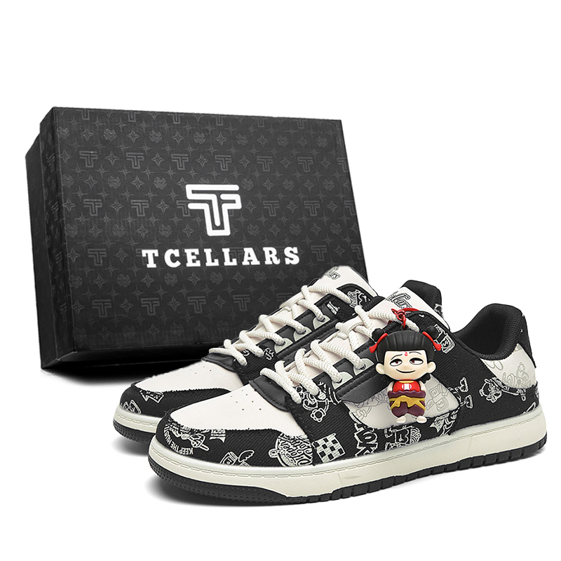 

Амортизирующие, устойчивые к истиранию низкие скейтерские кроссовки с эффектом увеличения роста Unisex TCELLARS, Night Sky+NZ Charm