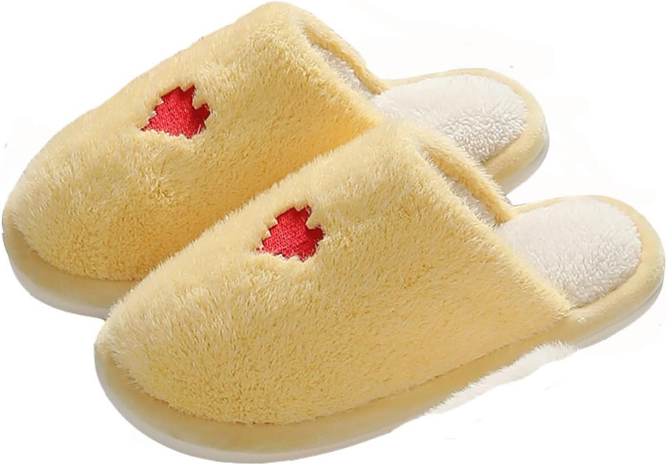 

Тапочки в форме сердечек ко Дню святого Валентина для женщин, мужчин и пар, оригинальные, в стиле преппи, пушистые, мягкие, теплые, нескользящие, для взрослых, для дома и улицы Elirar, желтый