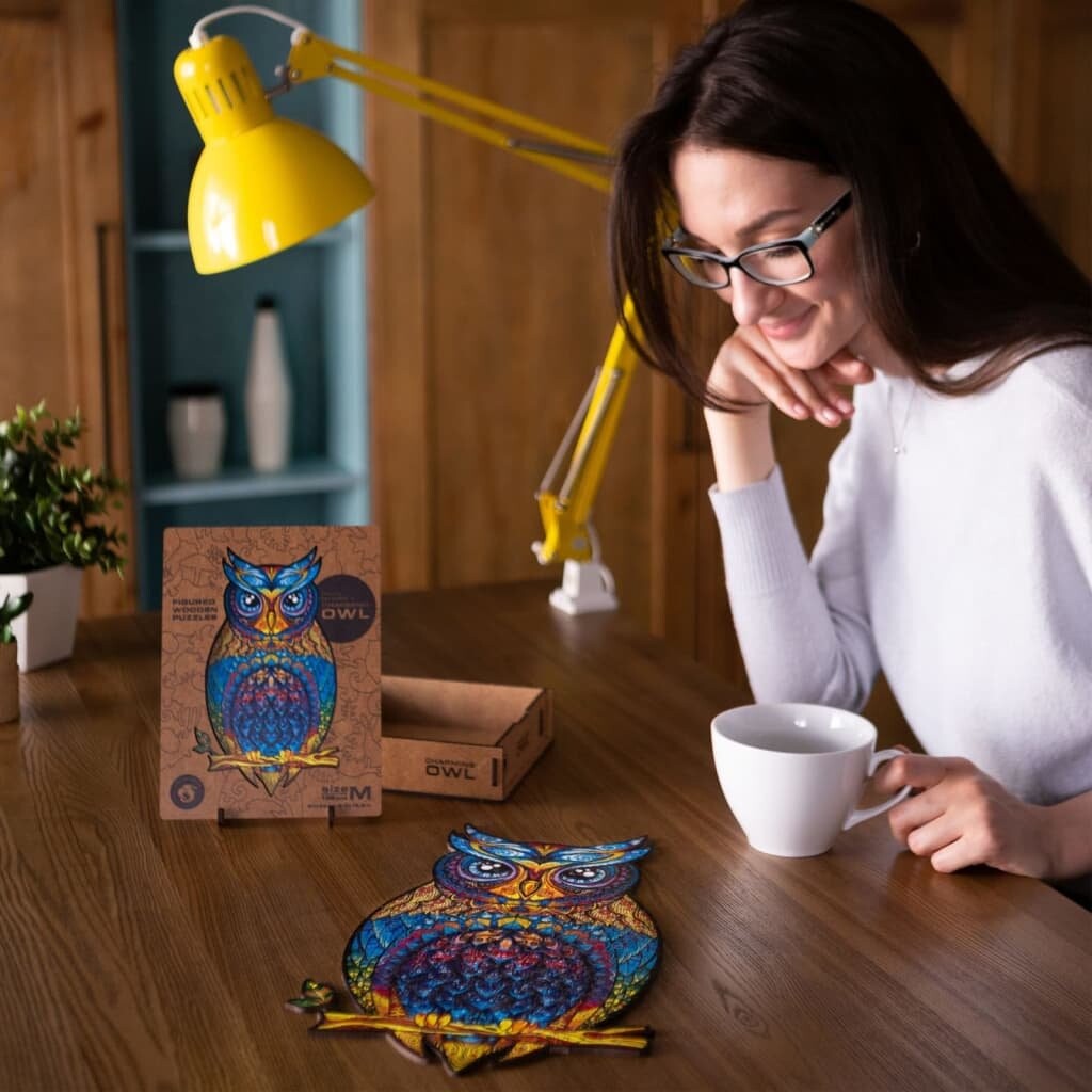 

UNIDRAGON 650 предметов, Деревянный пазл Charming Owl, Королевский, 35x60 см