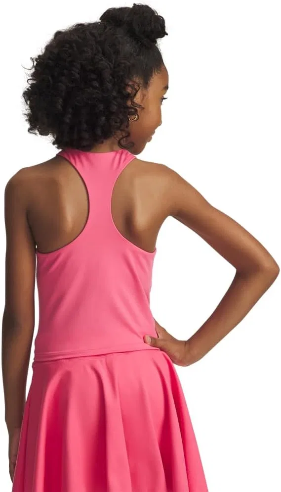 Детский топ для занятий спортом Under Armour Motion Crop Tank, супер розовый/белый — фото 4