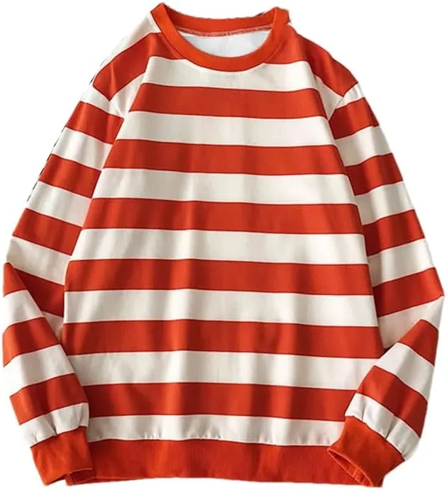 

Мужская весенняя толстовка с круглым вырезом, длинными рукавами и полоской