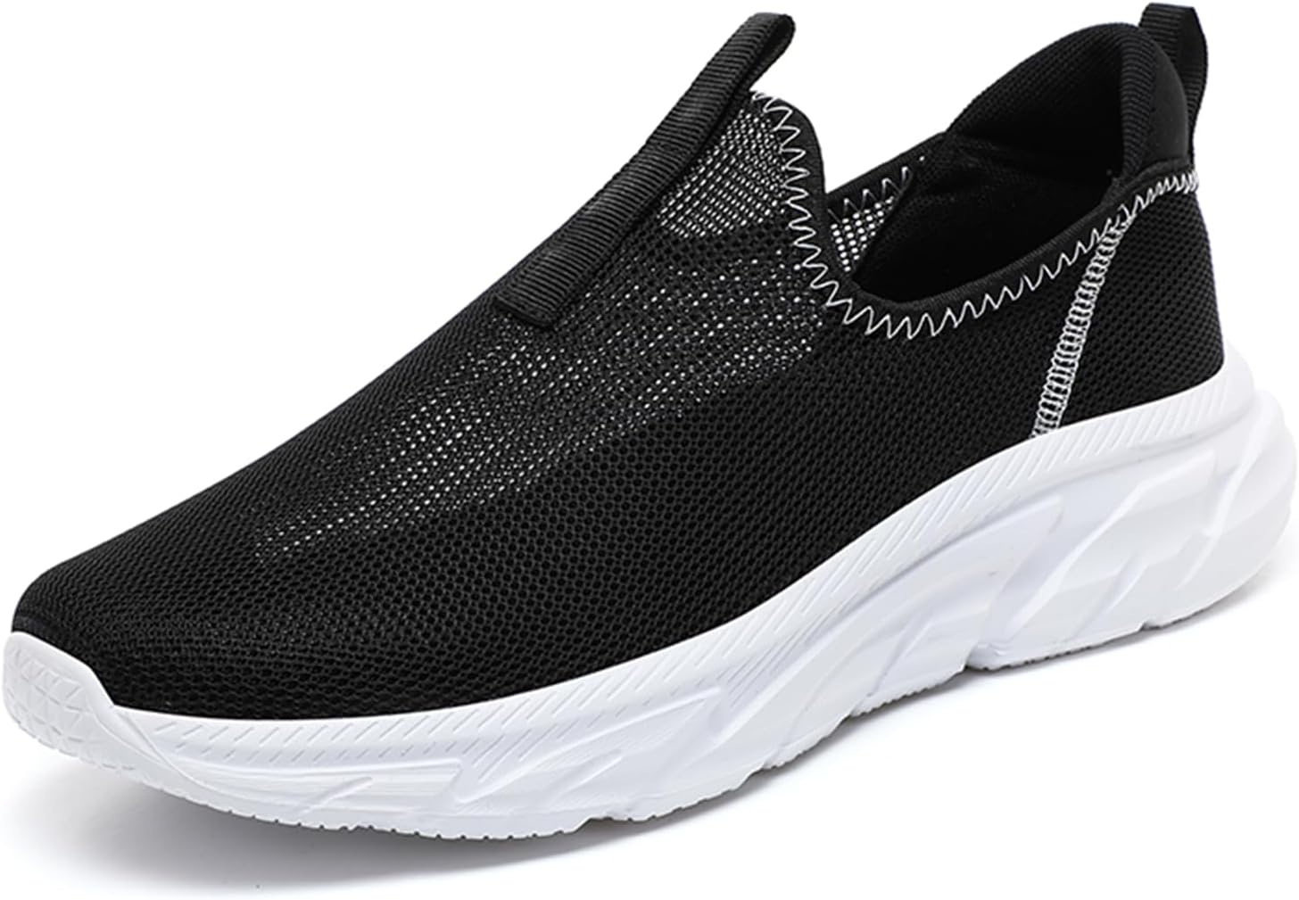 

Мужские слипоны для ходьбы, кроссовки из сетки, удобные дышащие вязаные спортивные легкие беговые кроссовки Dacnakby, белый/черный