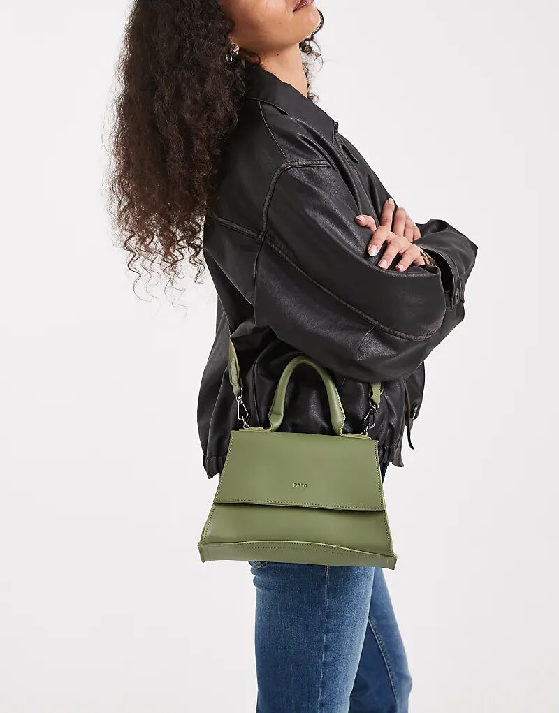 

Мини-сумка PASQ с закругленным дном и ремнем через плечо оливково-зеленого цвета