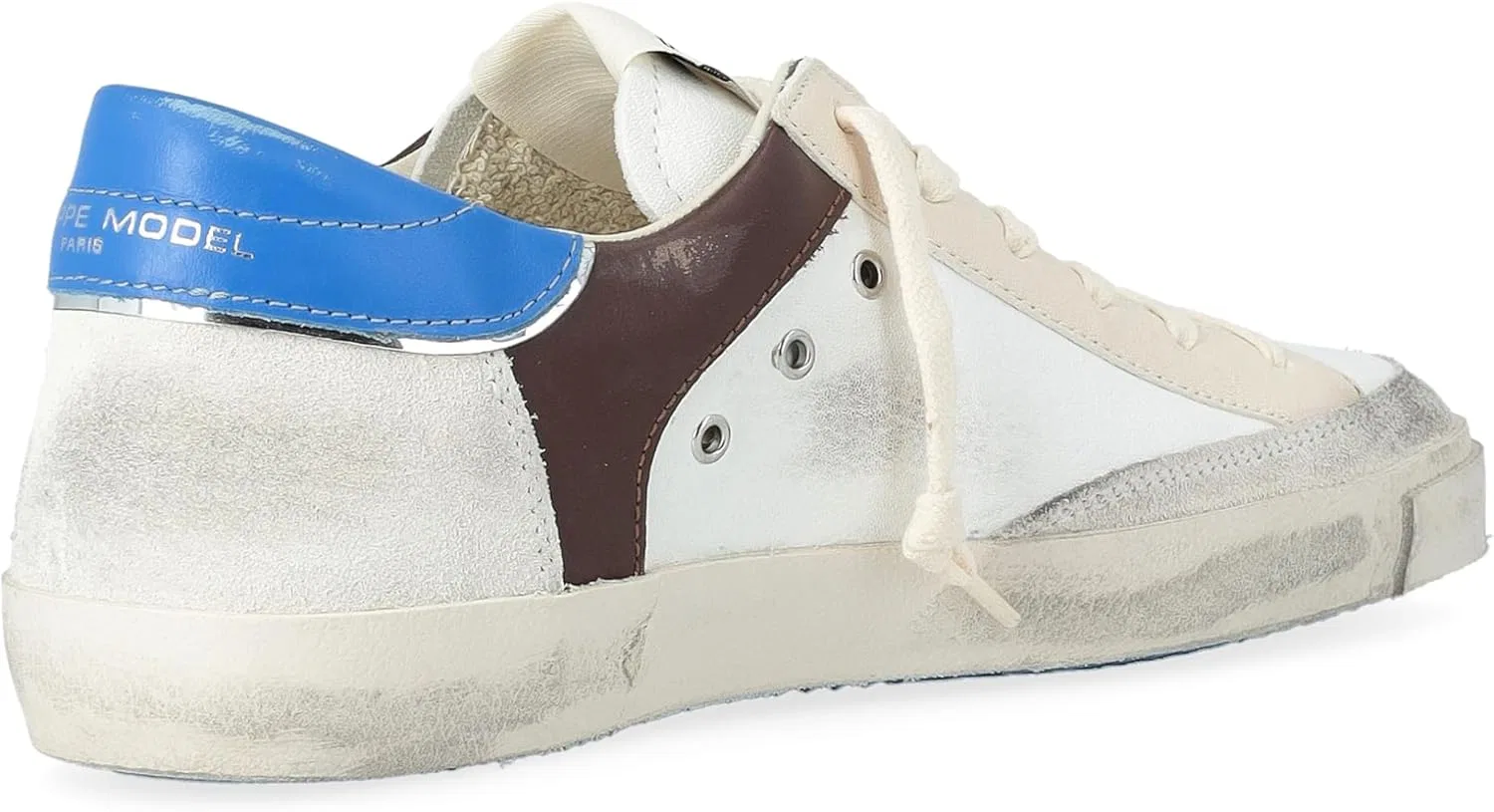 Кроссовки Philippe Model Prsx из белой кожи коричневого и синего цвета — фото 3