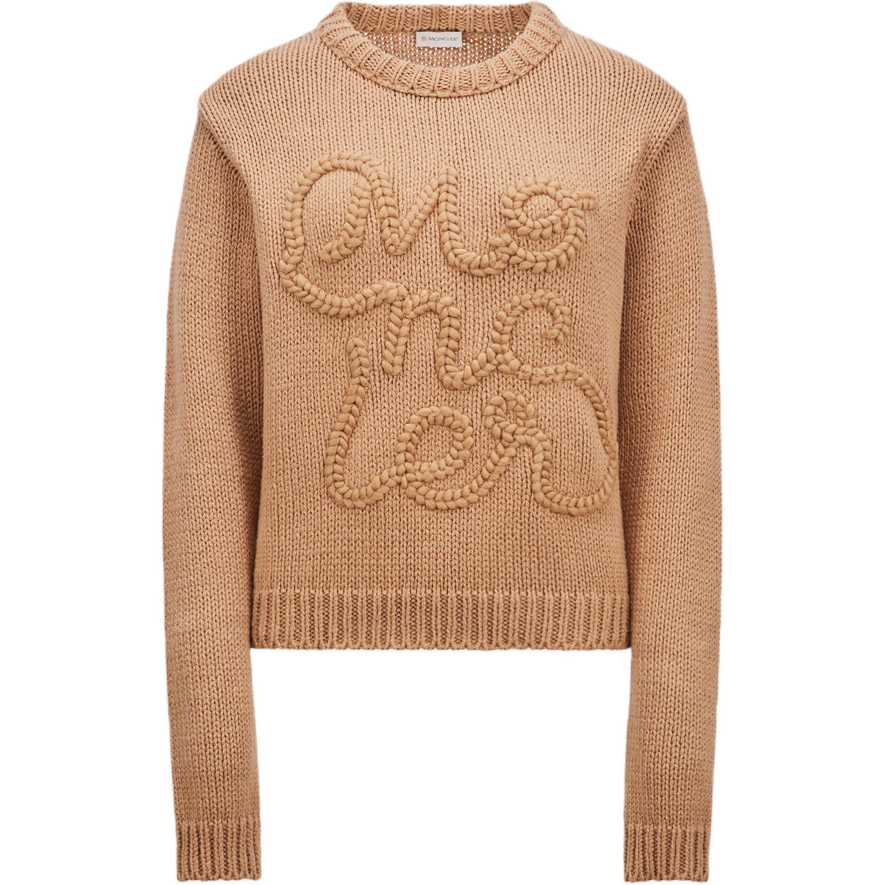 

Джемпер с интарсией Logo Moncler, светло-коричневый