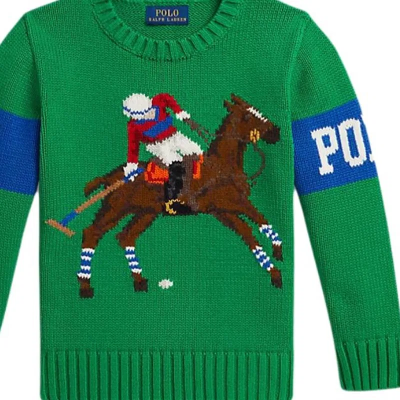 Свитер зеленый мультиколор Polo Ralph Lauren для детей 3-7 лет — фото 4
