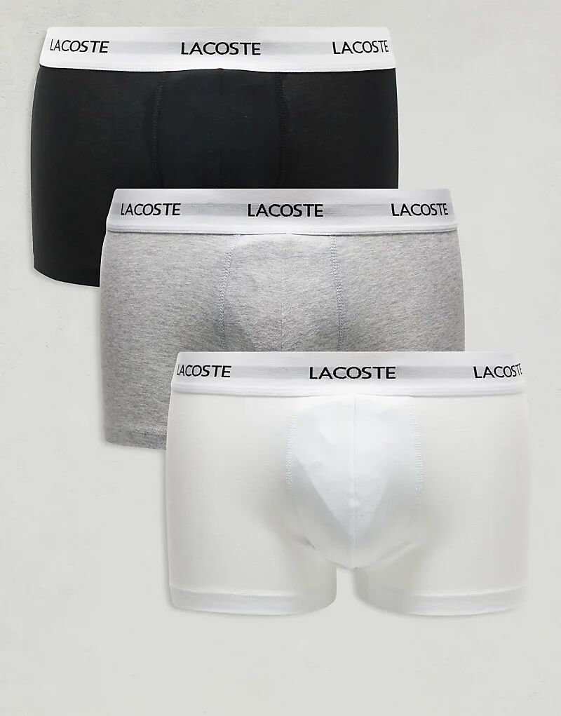 

Упаковка из 3 трусов-транков черного, серого и белого цвета Lacoste