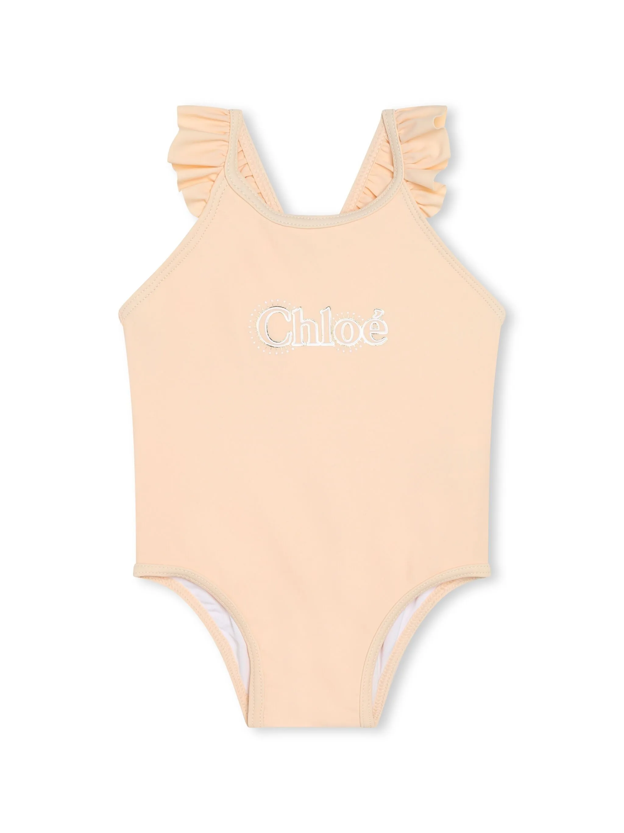 

Купальник с вышитым логотипом Chloé Kids, белый