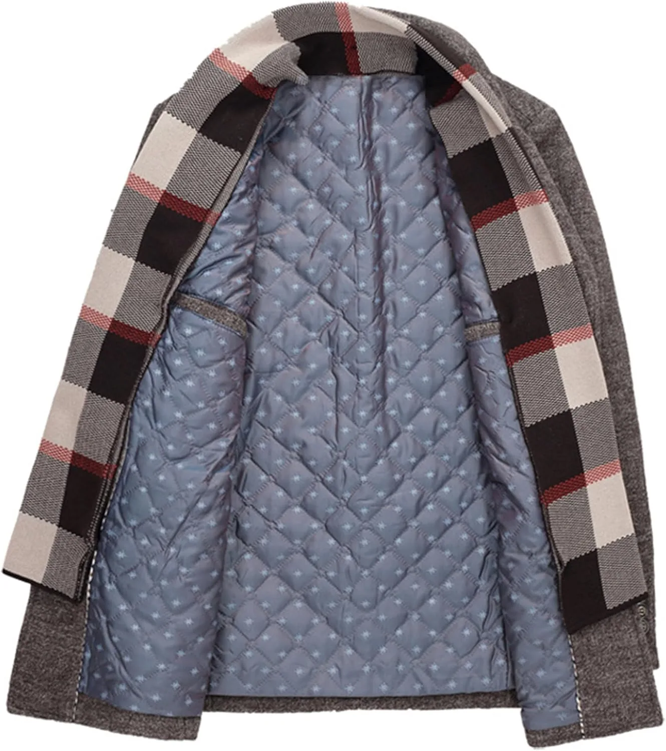 Мужское однобортное пальто pea coat из шерстяной смеси для зимы и бизнеса с отложным воротником, классическое длинное тренч Generic, кофейный — фото 4