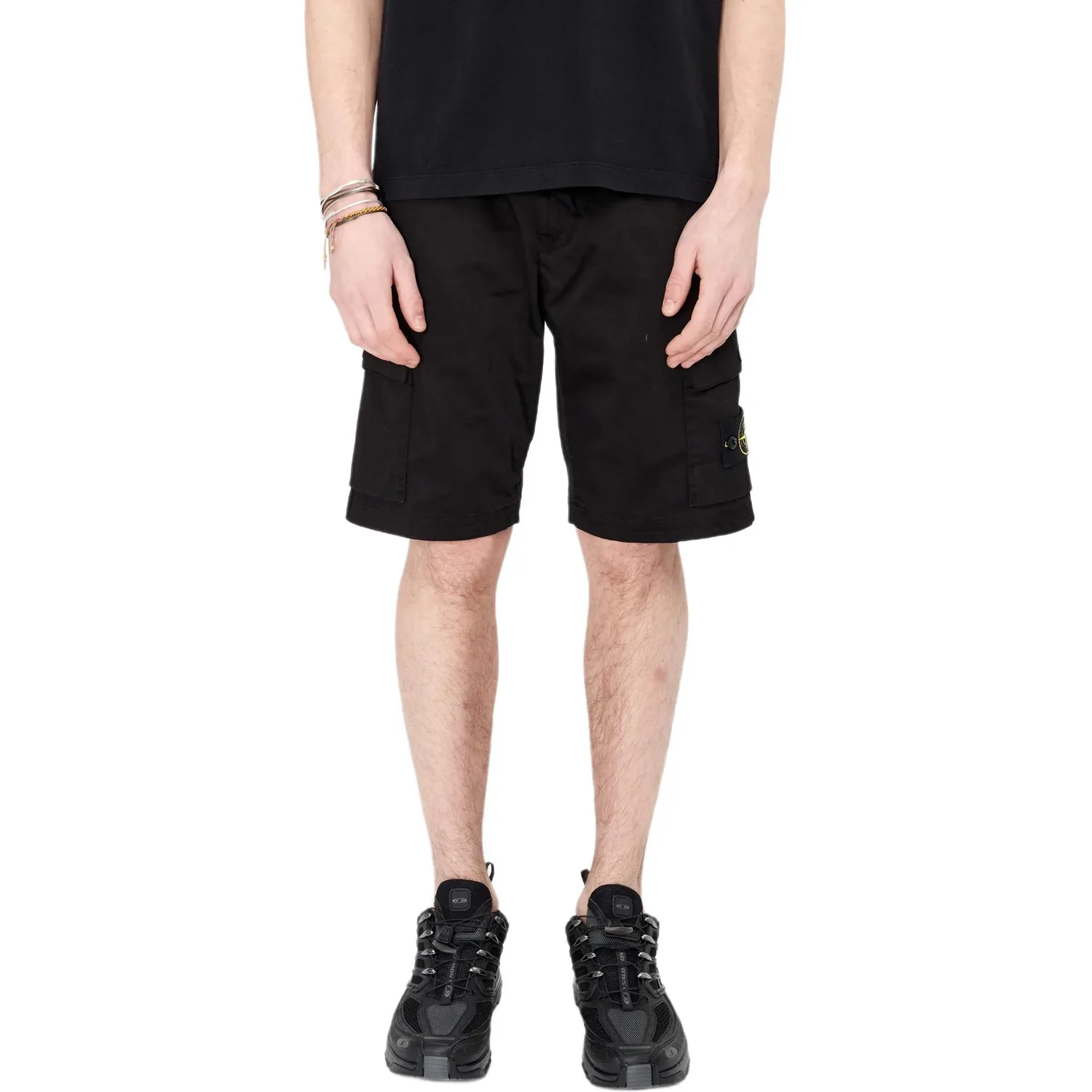 Compass Badge Knee Length Cargo Shorts STONE ISLAND, черный — фото 3