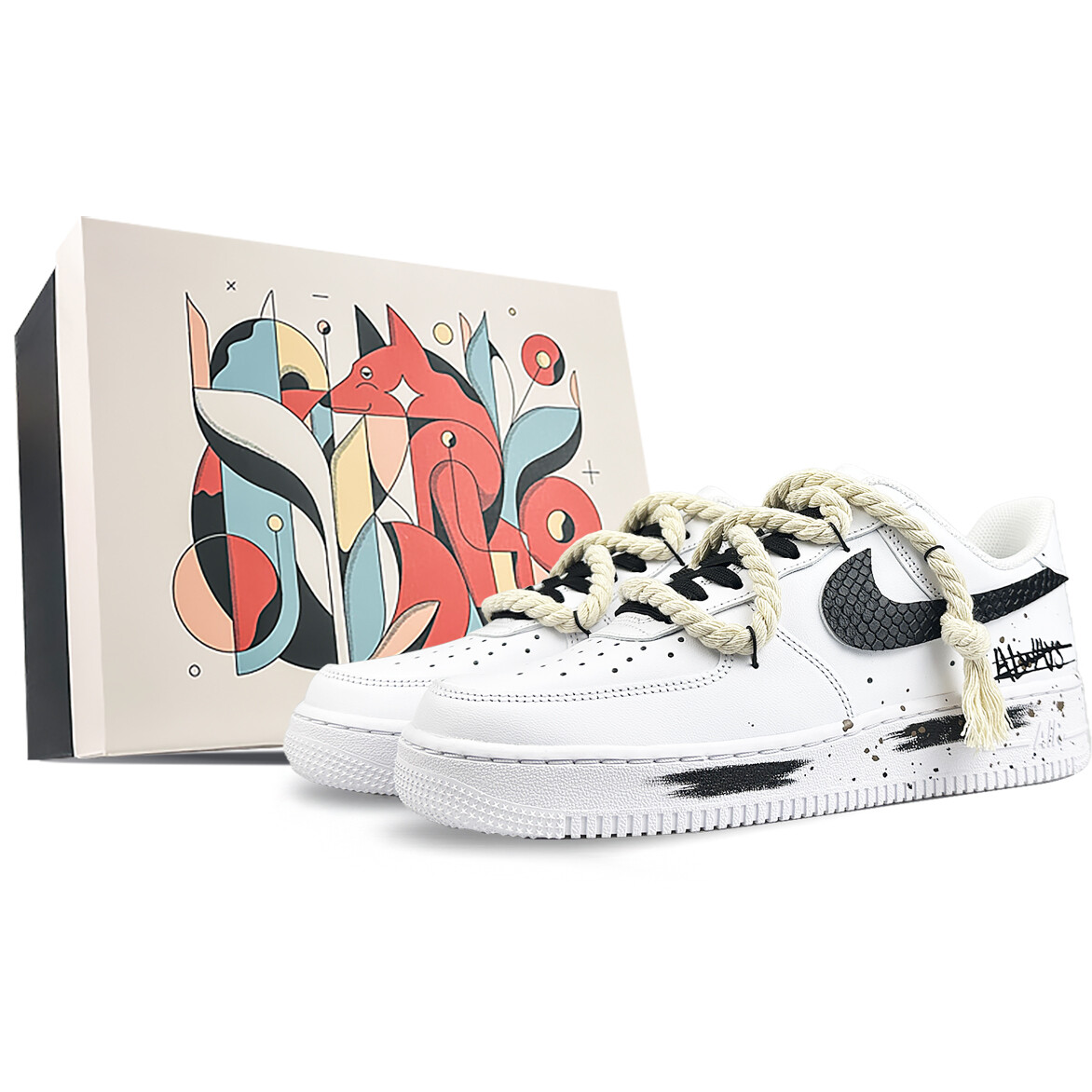 Кроссовки Nike Air Force 1 Skateboarding Shoes Unisex Low-top White/Black, белый/черный