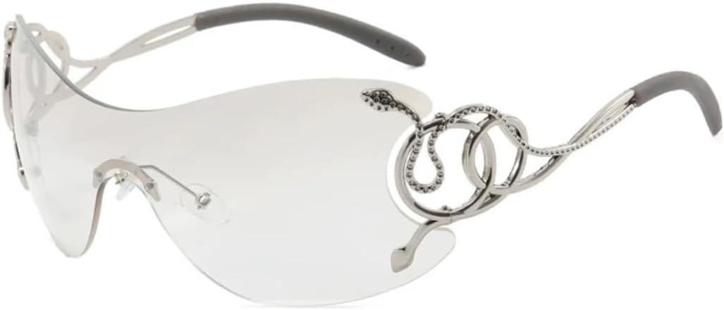 

Роскошные солнцезащитные очки для женщин и мужчин, винтажные, цельные, без оправы, в стиле панк, женские, для путешествий, ветрозащитные, UV400 VVTWSSW, Gradient Silver