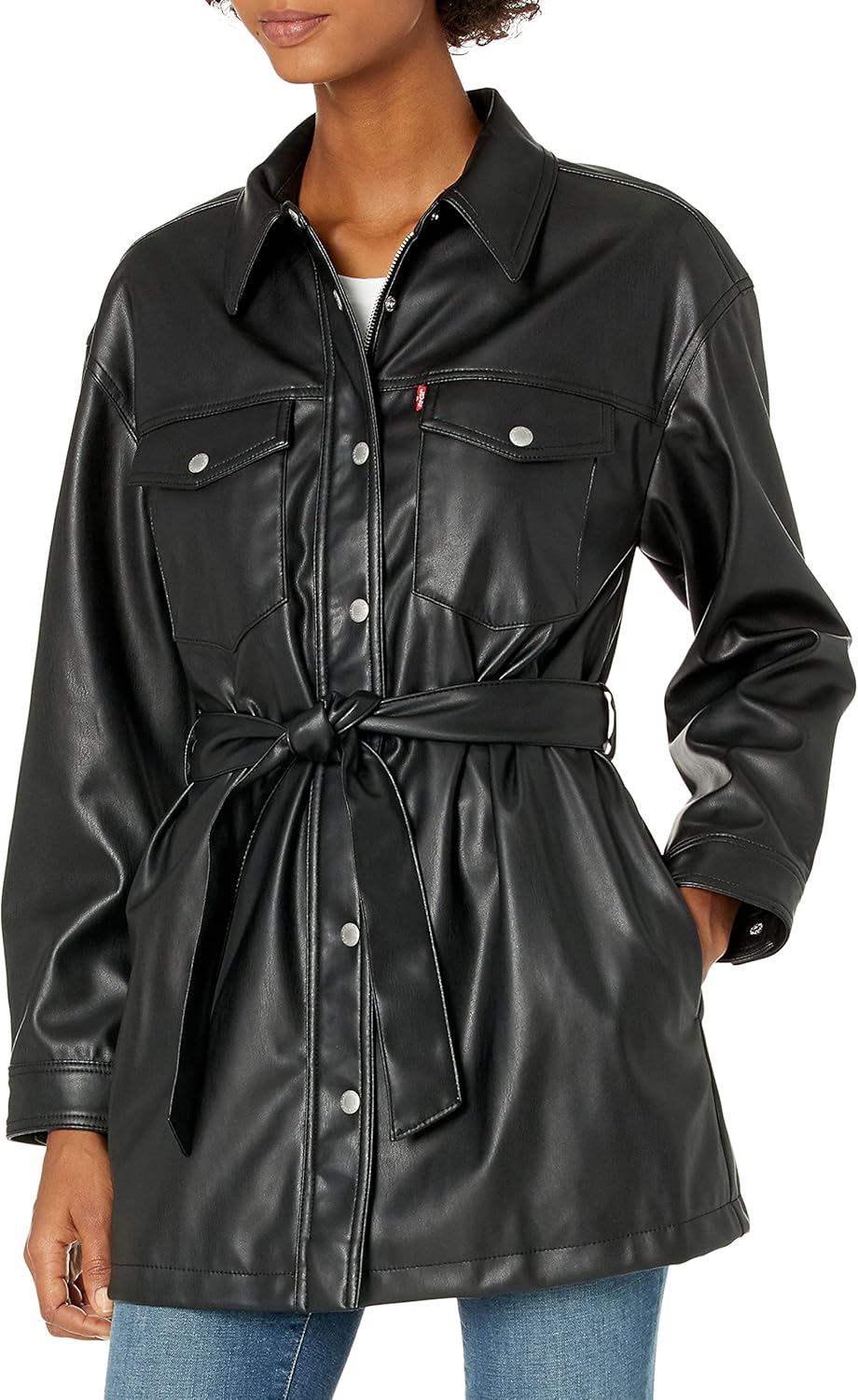 

Женская куртка-рубашка Levi's на поясе из искусственной кожи, черный