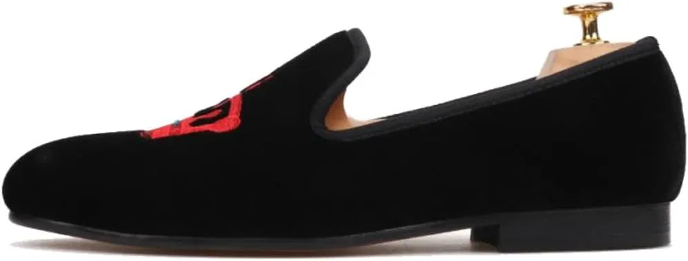 Лоферы мужские FERUCCI, модель Handmade Men Black Velvet Slippers Flats Loafers with Red Crown Limited, черный — фото 3