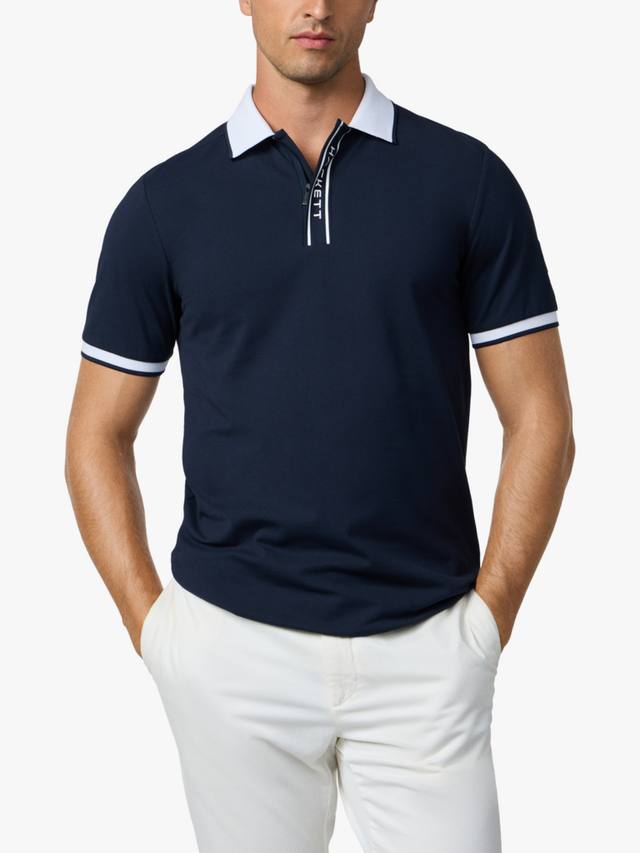 

Спортивная поло с молнией классического кроя из хлопковой смеси Hackett London, Navy