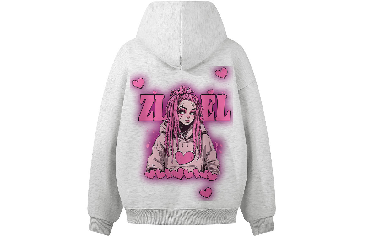 

Толстовка Unisex Hooded Moderate Heavyweight ZIAREL, белый heather серый