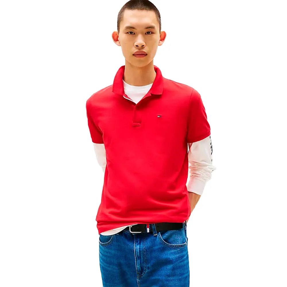 

Поло с коротким рукавом Tommy Jeans Placket Slim Fit, красный