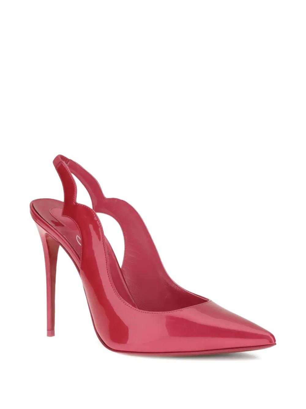 Туфли-лодочки из лакированной кожи с открытой пяткой 100 мм Christian Louboutin, красный — фото 2