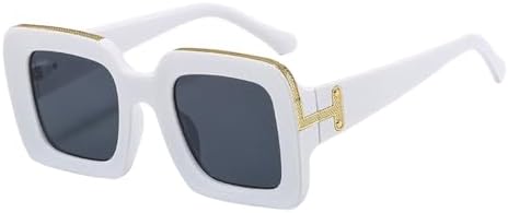 

Крупные солнцезащитные очки для женщин, модные квадратные очки с градиентным переходом, толстые солнцезащитные очки для женщин с защитой от УФ-излучения UV400 MTZJH, White Gray