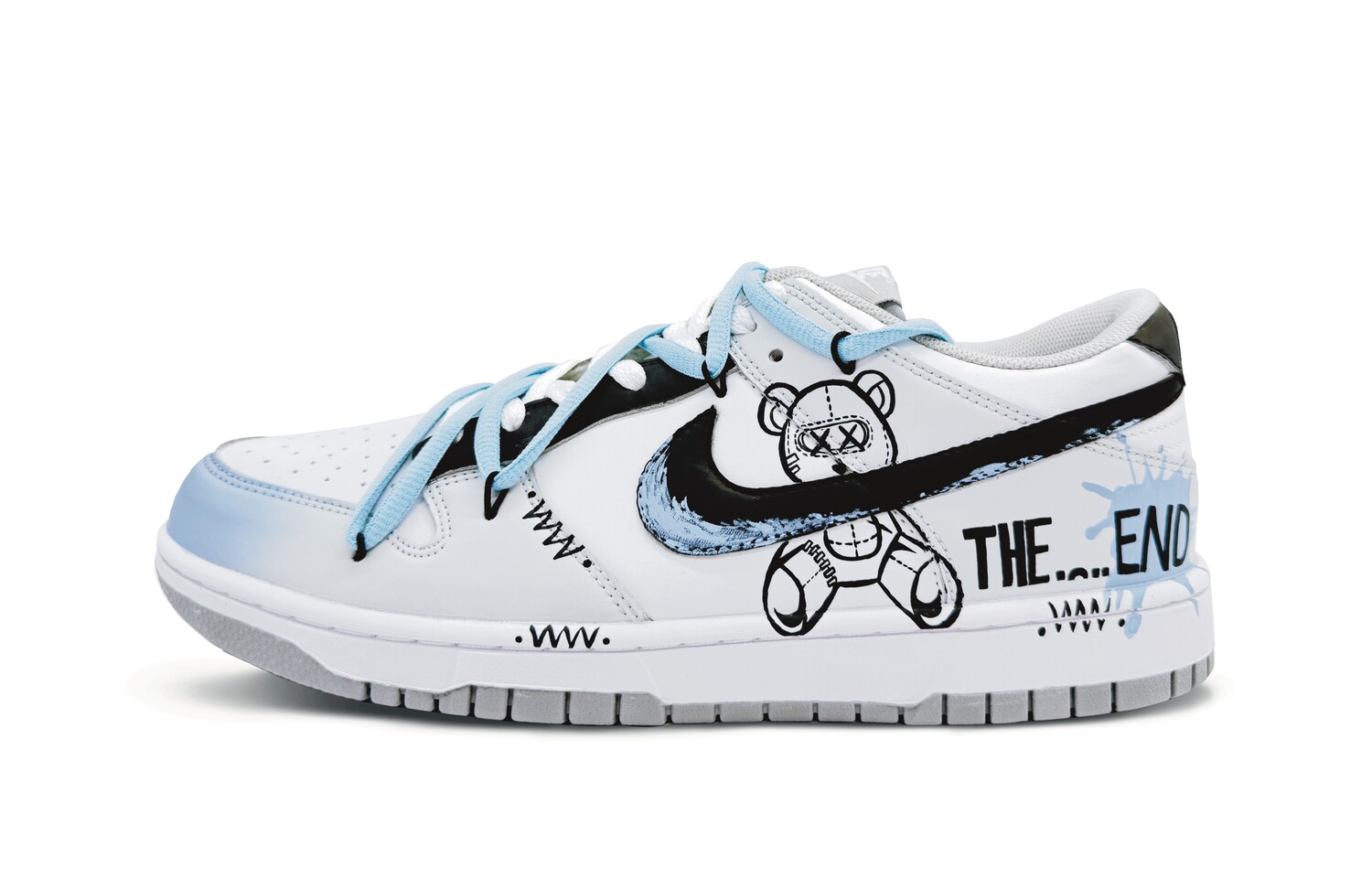 

Кроссовки Nike Dunk Skateboarding Shoes Men Low-top Black/white/blue, синий