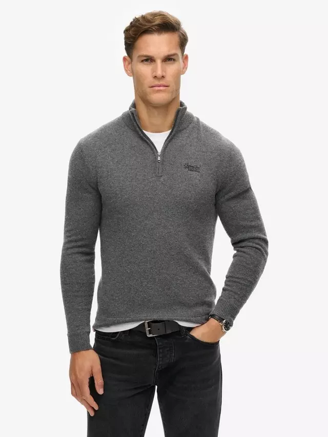 

Джемпер Superdry Essential Embroidered Knitted Half Zip, цвет gull/grey/marl