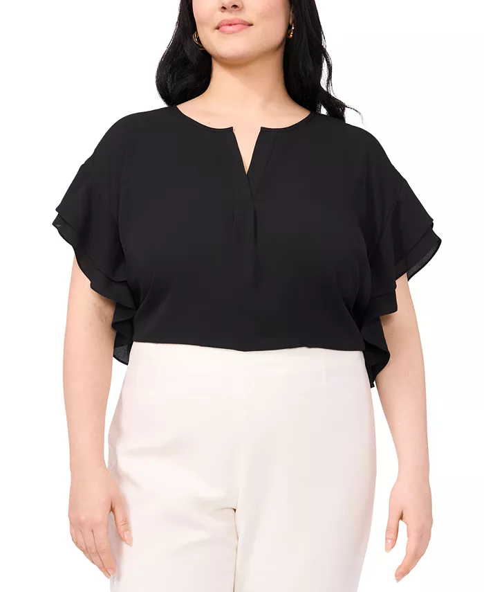 

Топ с разрезом на горловине и рукавами-крылышками Plus Size Vince Camuto, черный