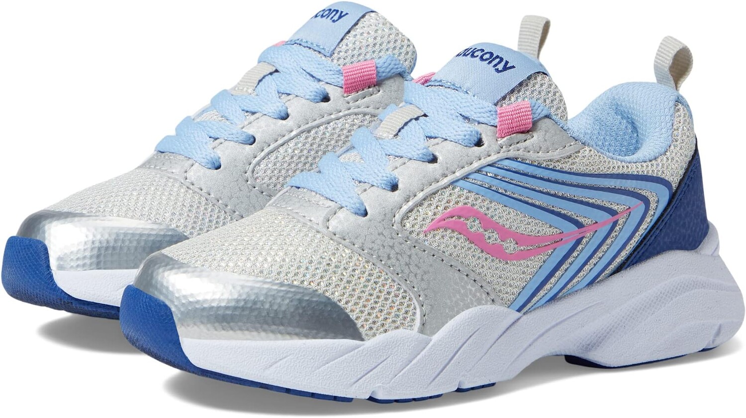 

Кроссовки Wind FST Saucony Kids, цвет Silver/Blue/Pink