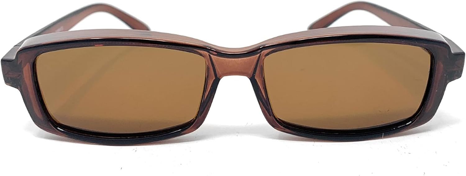 

Очки Mini Fit Over Glasses, OTG, поляризованные солнцезащитные очки унисекс с обтекаемой формой для мужчин и женщин Incredible Bargains, Rectangle - Brown With Amber Lens