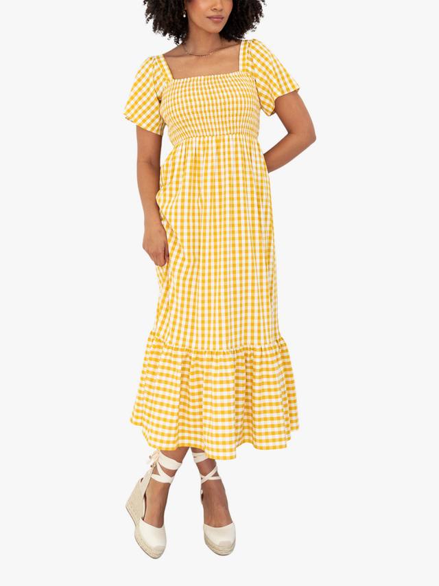 

Платье миди с рукавами-фонариками в клетку Gingham Lovedrobe, Yellow Gingham